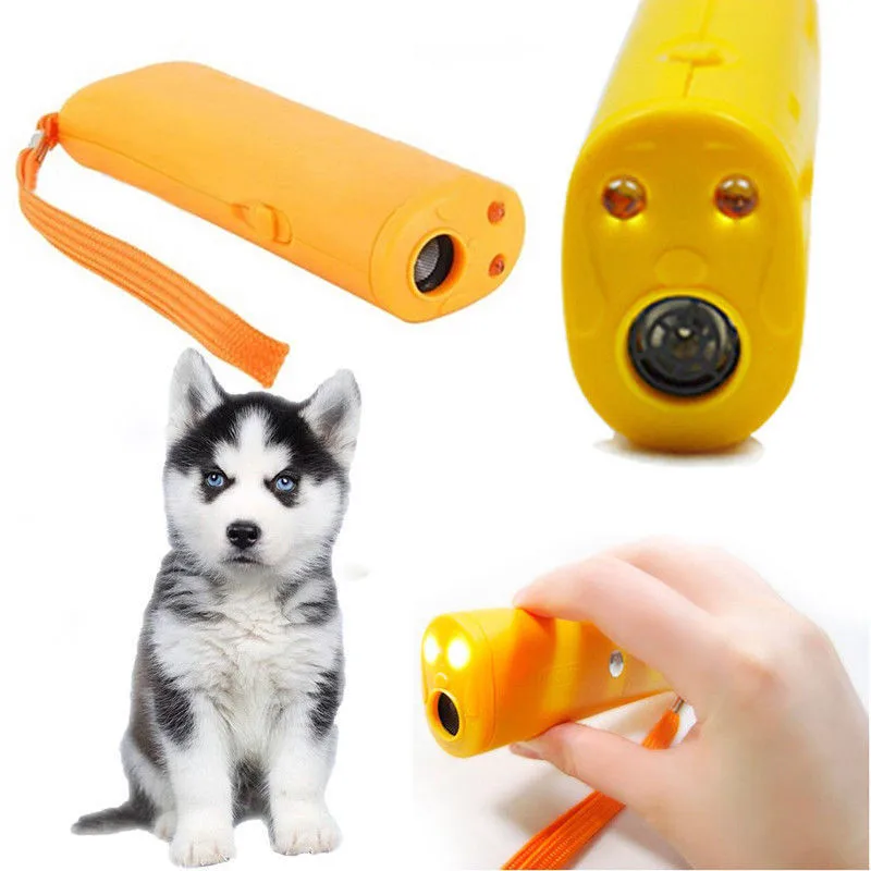 

Pet Dog Repeller LED Ultrasonic Stop Bark Training Device Trainer Anti Barking 3 in 1 Anti Barking Light Without Battery