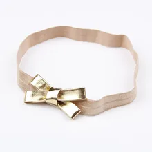 طفل الفتيات الذهب والفضة بولي Bow القوس عقال الاطفال الجلود Bowknot Hairband أغطية الرأس الوليد رباط شعر اكسسوارات