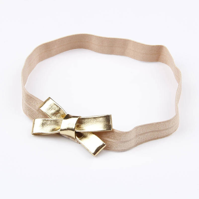 Baby Girls Gold&Silver PU Bow Headband Kids Leather Bowknot Hairband Headwear Newborn Hair Band Accessories baby accessories basket