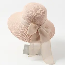 Новый Повседневный соломенный топ на плоской подошве Панама шляпа Bone Feminino летние шляпы от солнца Женская мода Девушка соломенная лента для