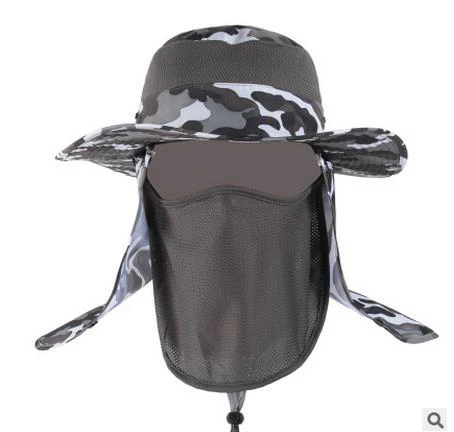 Для мужчин и Для женщин Пеший Туризм Рыбалка зонтик защита от солнца шляпа Кепки Кемпинг Открытый Пеший Туризм Повседневное камуфляж летнее солнце Шапки JS501 - Цвет: Небесно-голубой
