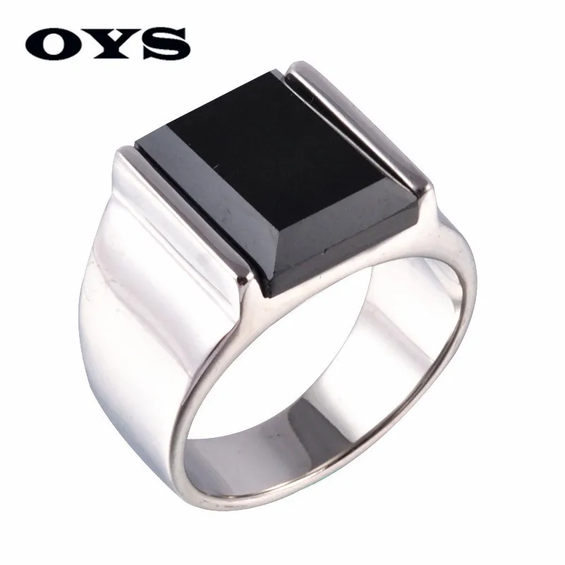 Classic Style Black Onyx 316 Titanium Steel Silver Wedding Party Fashion Design Romantic Ring Size 7 8 9 10 11 12