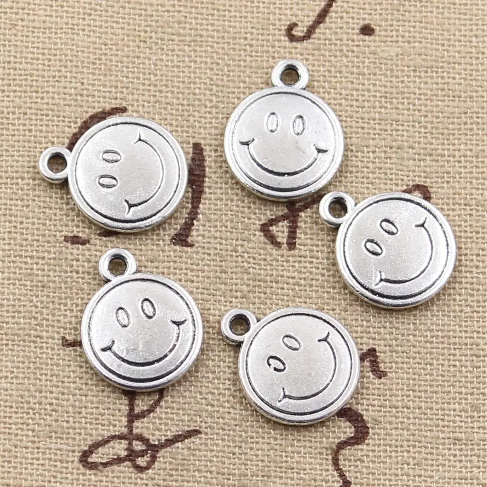 

20pcs Charms smiling smiley face 16x12mm Antique Silver Plated Pendants Making DIY Handmade Tibetan Silver Jewelry