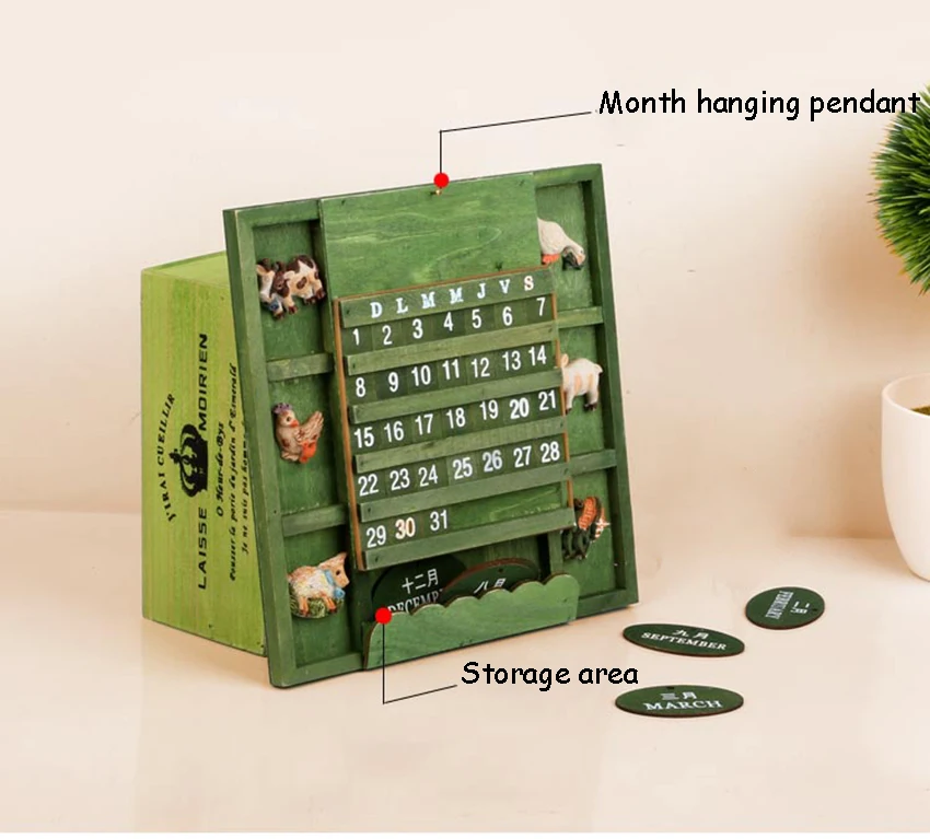 Винтажный деревянный календарь, домашний декор для гостиной/офиса/магазина, настенные вечные календари, календарь с животными и лесом