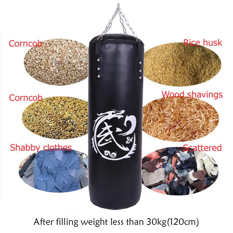 60 см-120 см пробивная сумка из искусственной кожи пустая сумка с песком для фитнеса ММА Бокс Муай Тай боксер Тренировочный Набор с ручными обертками и цепочкой