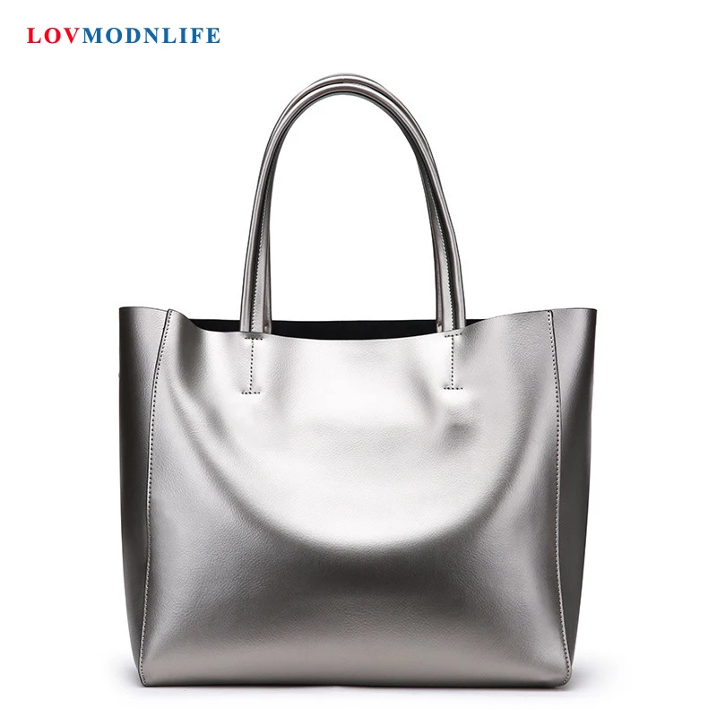 

Luxury handbags women bags designer Large Women's Shoulder Bags Genuine Leather Fashion Ladies hand bags Female Silver Tote Bag