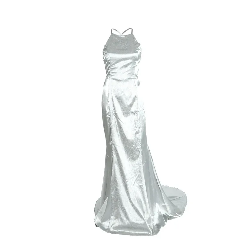 Round Neck Backless Plain Casual Dresses