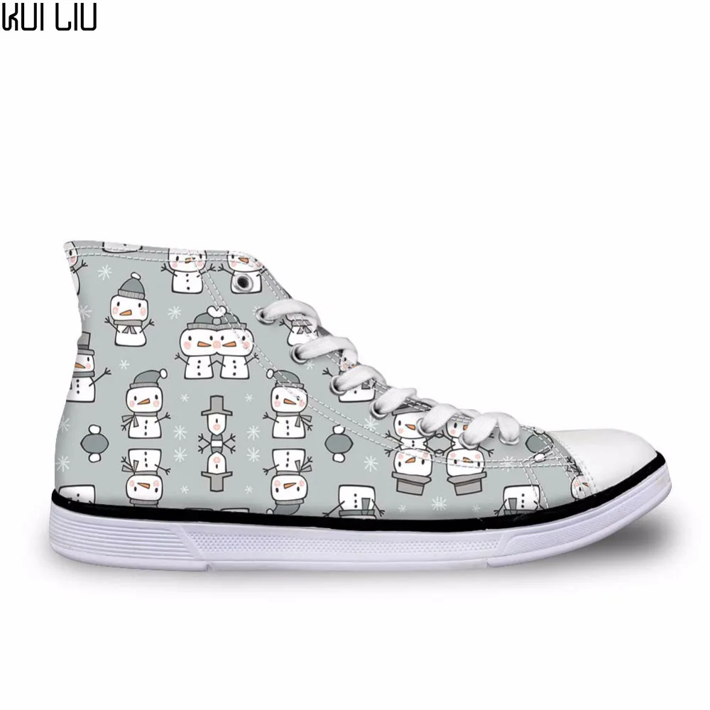 

Christmas Snowman High Top Vulcanize Shoes Spring Saint Nick Printing Designer Women's Sneakers Canvas Flats Shoes Woman Zapatos