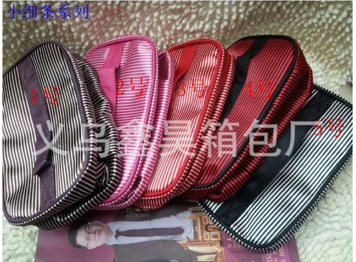 

100x Cute Double Zipper Dot stripe zebra Box Makeup Bag Pouch Make Up Storage Organizer Case Hand Clutch
