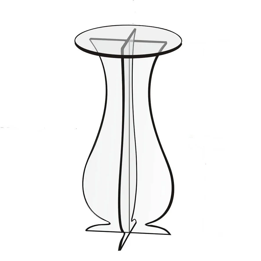 Clear Round Acrylic Carved Coffee Tea Table, Lucite Accent Pedestal Tables Crossed Legs-2 size options