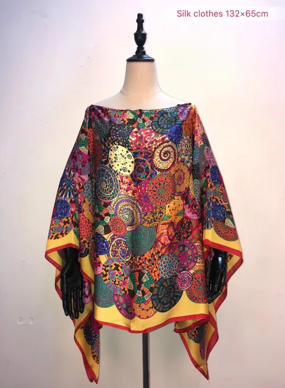 Элегантный Европейский Печатный Шелковый топ красивый размер 132 см ширина x65 см длина Топ африканская одежда для женщин - Цвет: as picture