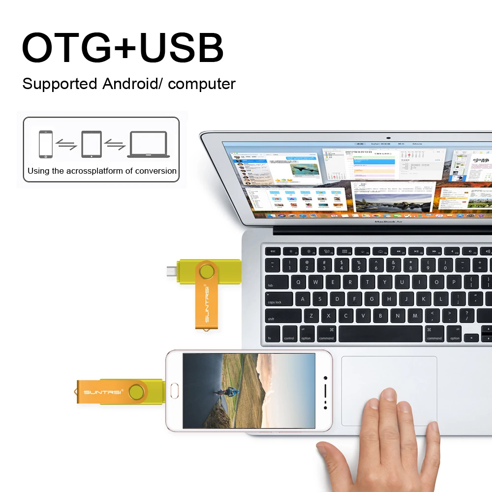 Suntrsi USB флеш-накопитель 64 ГБ высокоскоростной OTG Флешка USB флешка OTG реальная емкость Флешка 4 ГБ 8 ГБ 16 ГБ 32 ГБ