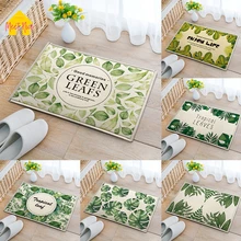 Удовлетворить хороший хлопок лен зеленый лист прихожей Коврик Гостиная Ванная комната Кухня Спальня детская комната нескользящей ковер полоски 5 размеров