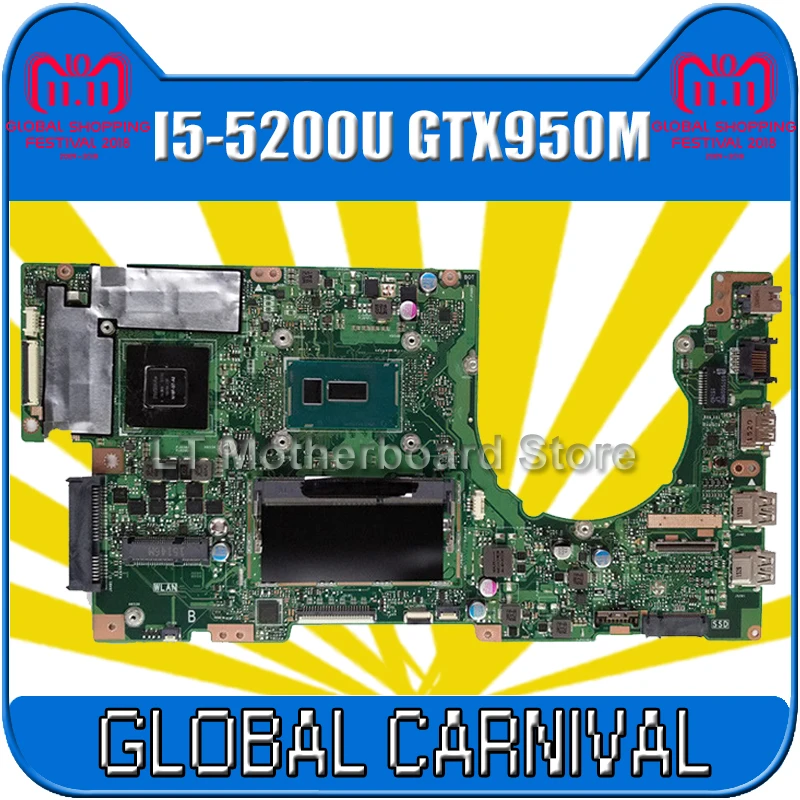 

K501LX Motherboard I5-5200U GTX950M-4G For ASUS K501LX K501L K501 Laptop motherboard K501LX Mainboard K501LX Motherboard
