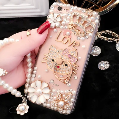 

Hello Kitty Case for IPhone X 7 8 6 6S Plus 7Plus KT Cat Cases for IPhone XS Max XR Soft Cartoon Diamond Cover Note9 Accessories