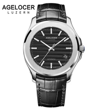 AGELOCER Swiss Power Reserve Relógios Homens de Negócios Relógio Mecânico Automático Homem Esporte Preto Relógio Masculino Relogio masculino SAAT