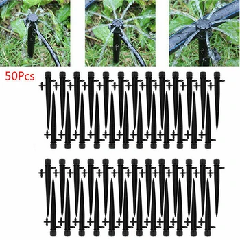 

360 Degree Adjustable Garden Water Flow Irrigation Drippers on Stake Emitter Drip Sprinklers Irrigation Accessories 50pcs