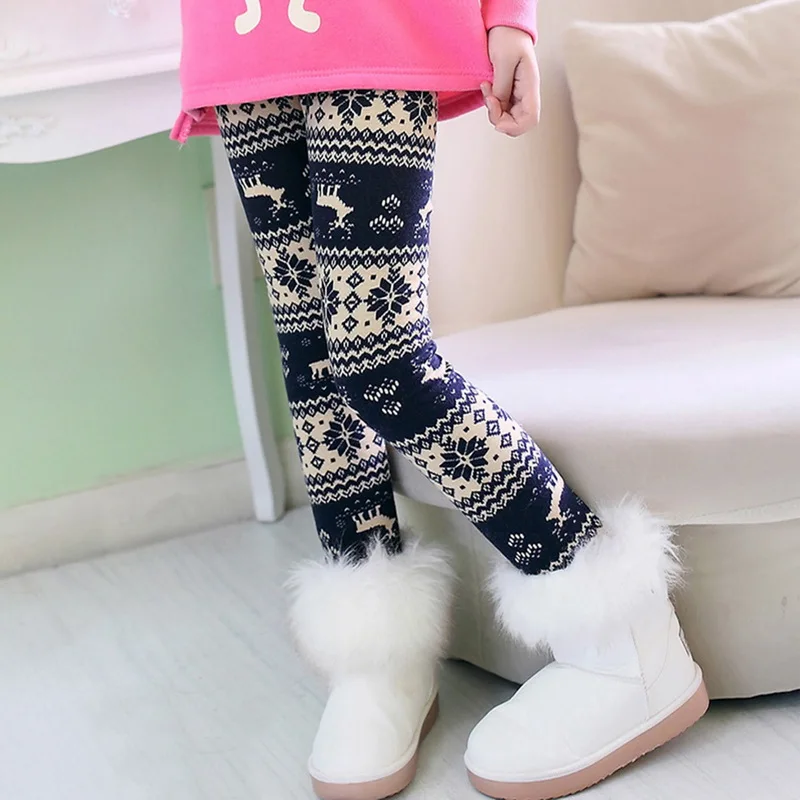 

LAAMEI 2018 Fashion Christmas Theme Girls Leggings Velvet Thicken Warm Girl Pants Children Pants Girls Clothing Autumn Winter