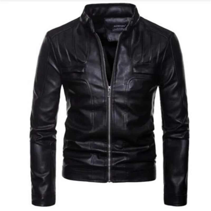 Новое поступление, брендовая мотоциклетная кожаная куртка для мужчин, jaqueta de couro masculina, повседневные мужские кожаные куртки, пальто, мужская одежда - Цвет: 1