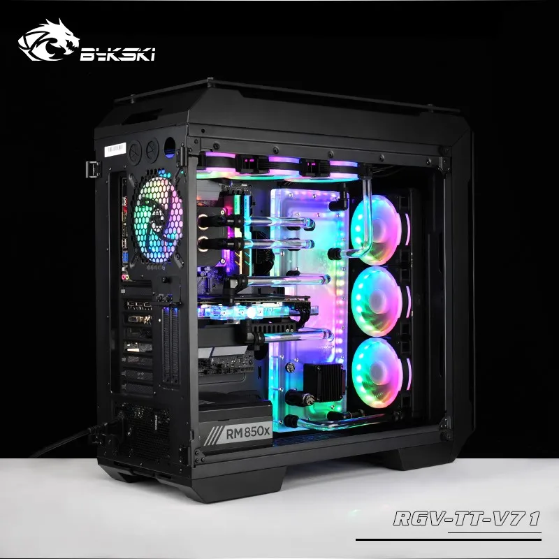 BYKSKI акриловая доска водный канал решение использовать для ThermalTake/Tt V71 для cpu GPU Блок/3PIN RGB/вместо резервуара