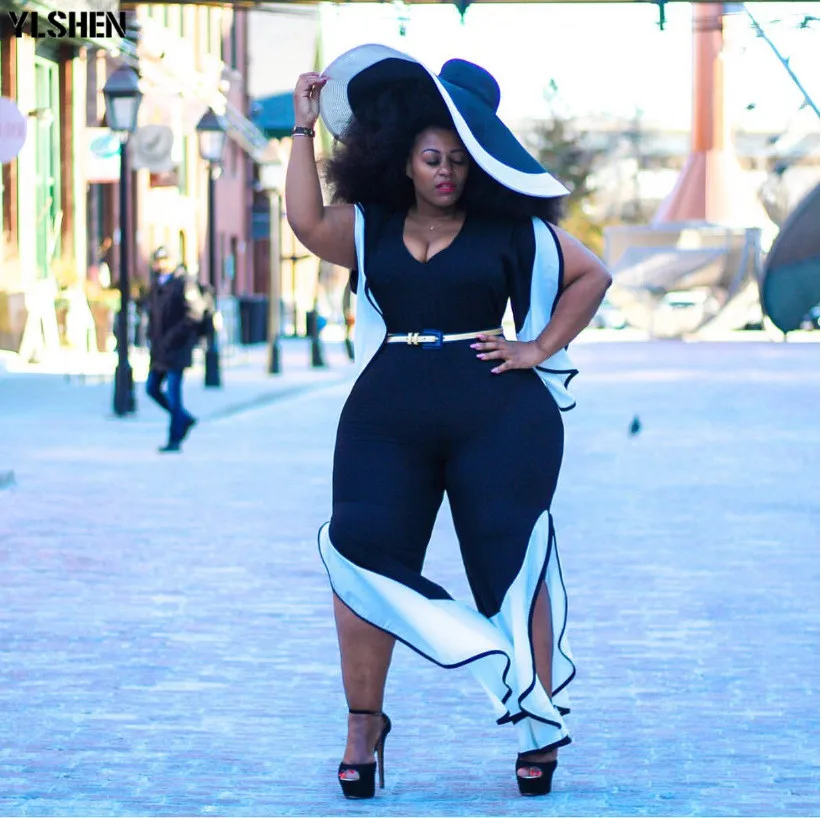 2019 Summer African Jumpsuit Sexy High Waist Split Ladies Jumpsuits Plus Size African Dresses for Women Dashiki Clothes Outfits 03