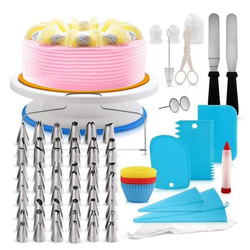  106pcs Multi-function Cake Decorating Kit Cake Turntable Set Pastry Tube Fondant Tool Kitchen Desse