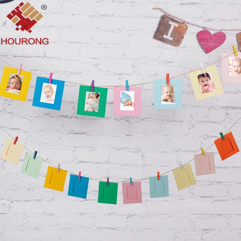 

Hourong 10PC Wall Photo Frame DIY Colorful Hanging Wall Photos Picture Album Banner Garland Birthday Party Decor with Rope Clips