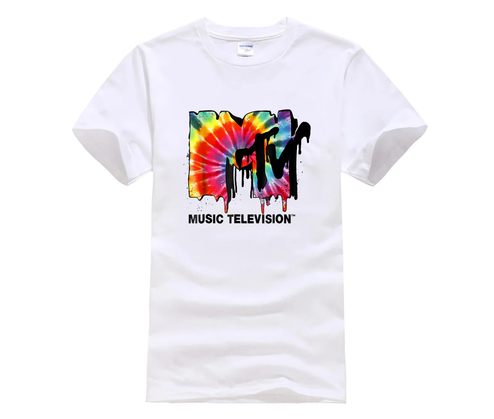 

Fashion Printed men's T-Shirt Short Sleeve MTV Music Television Tie Dye Drip Graphic Version Fashion T Shirt 100% Cotton