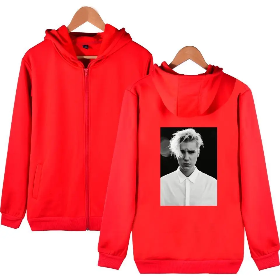 Justin Bieber Zipper Hoodies With Cap Men/Women Fashion Style Hoodies Kpop Sweatshirt Long XXXXL Plus Size Justin Bieber