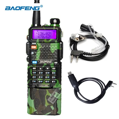 BAOFENG UV-5R рация с 3800 мАч литий-ионная батарея камуфляж 136-174/400-520 МГц двухдиапазонный двухстороннее радио VHF/UHF UV5R - Цвет: radio cable headset