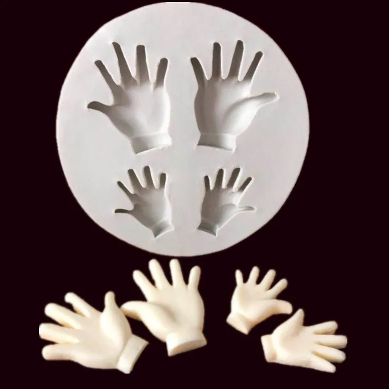 

M157 3D DIY four hands shape findant silicone mold kitchen utensils wedding chocolate cake decorating tools