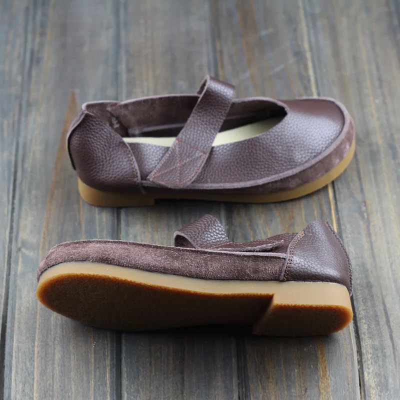 Careaymade À la Cuir Chaussures En Confortable Avec Femme Moril Coffee Pour Couche Coton Semelle Première Souple Décontracté De Plat rrq1Y