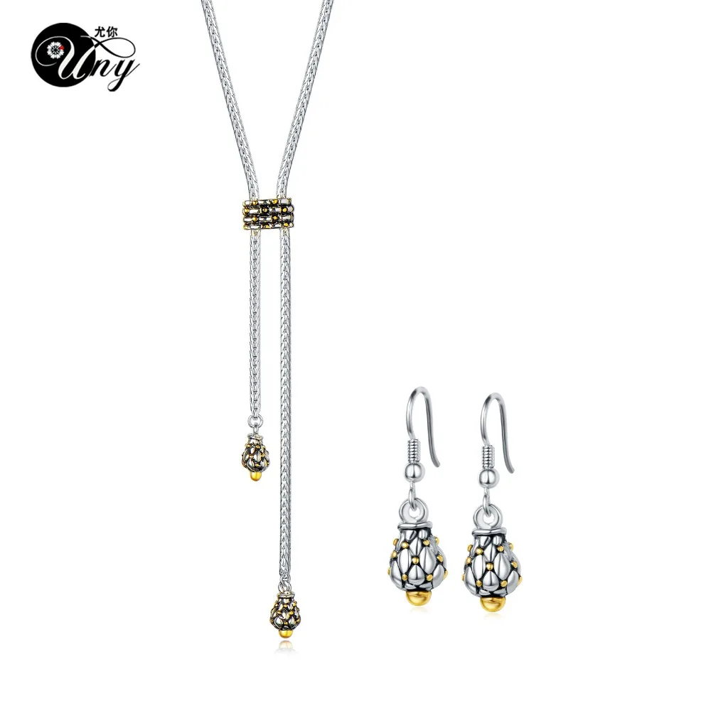 UNY Fashion Jewelries Sets Lagos 2 tone Plated Jewelry Set Unique Vintage Jewelries Sets Wedding Accessories Jewelry Set women