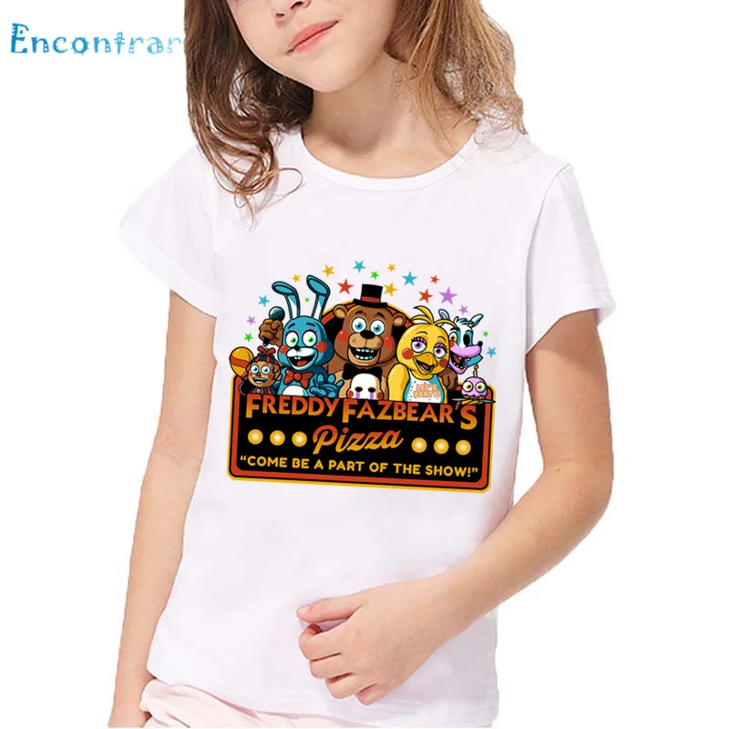 Детская футболка с рисунком «пять ночей с Фредди», забавные летние топы для маленьких мальчиков и девочек, 5 Фредди, Детская Повседневная футболка, ooo2408