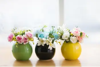 

about 9x16cm Pastoral ceramic&plastic simulation potted flowers ornaments,furnishings home decoration gift a2294