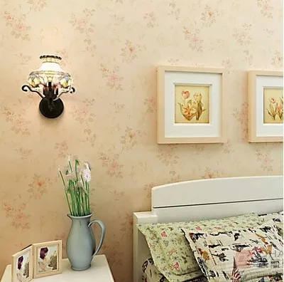 Home Decor Wall Наклейки 10 м * 53 см водонепроницаемые модные ткани розовый маленький цветок спальне обои старинные обои