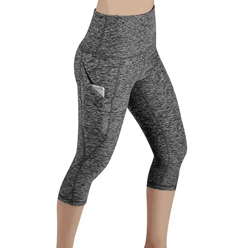 

High Waist Fitness Gym Leggings Women Casual Sexy Elastic Pants Push Up Sports Jogging Leggings Pocket Female Cropped Trousers