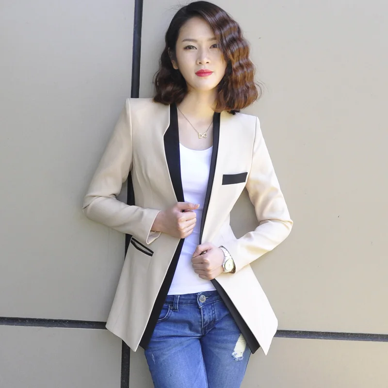 Ms. long sleeved long section black Blazers 2020 Spring and Autumn new