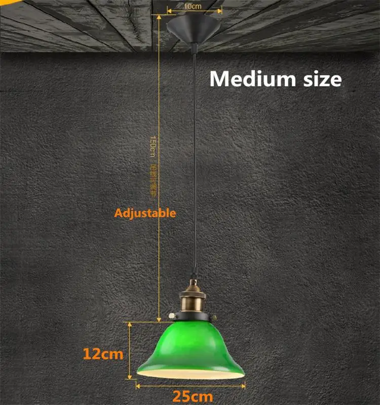 Винтаж подвесной светильник Бар Кафе подвесной светильник изумруд Стекло Droplight E27 Lamparas де Techo Colgante США Pendente Iluminacao - Цвет корпуса: Medium size