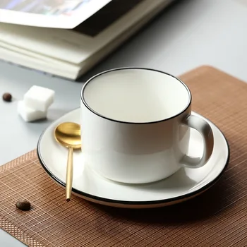 

2-piece Set 250ml European Ceramic Coffee Cup and Saucer Set Simple Creative Bone China Water Afternoon Tea Mug Porcelein