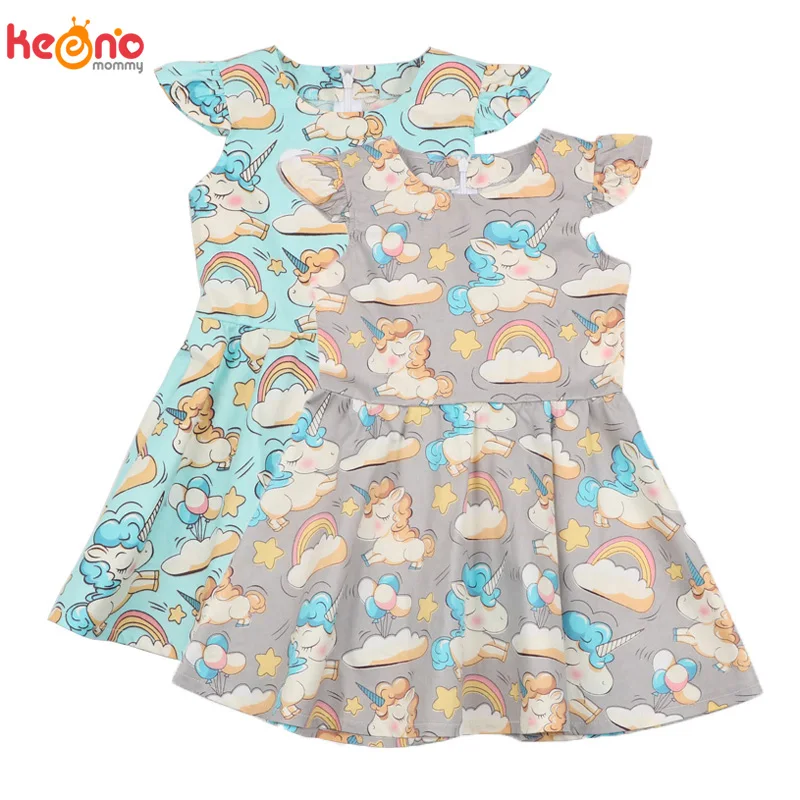 Baby Girls Dress Summer Unicorn Kids Princess Floral Dress Children Cotton Casual Dresses for Girls Clothes A Line Vestidos (1)