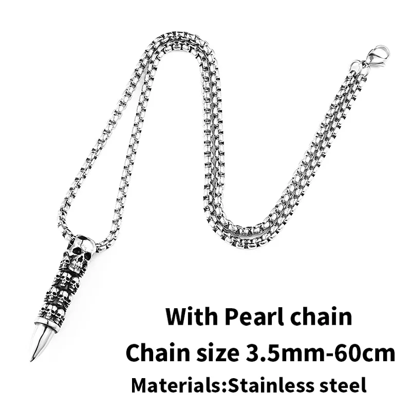 Байер 316L нержавеющая сталь Череп обертывание ожерелье с пулей кулон в стиле панк для мужчин и женщин высокое качество Ювелирные изделия Подарки LLBP8-359 - Окраска металла: steel