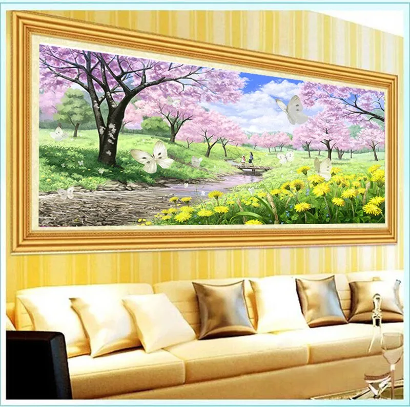 Flash Deal QIANZEHUI,Needlework,DIY printing Pastoral Landscape  Cross stitch,Warm Home Dream Hut Sets For Embroidery kits Cross-Stitch 28