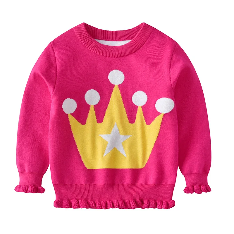 

2018 Autumn & Winter New Kids Sweaters Girls Crown Baby Girl Sweater Kids-pullover Cardigan For Girls Spring