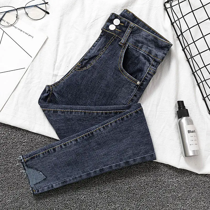

Vintage High Waist Jeans Women Denim Elastic Plus Size Skinny Jeans Female Casual Streetwear Slim Black Denim Jeans Womens Q1244