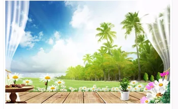 

Custom Any Size Mural Wallpaper Original Mediterranean Style Beautiful Window Scenery TV Sofa Background Wall