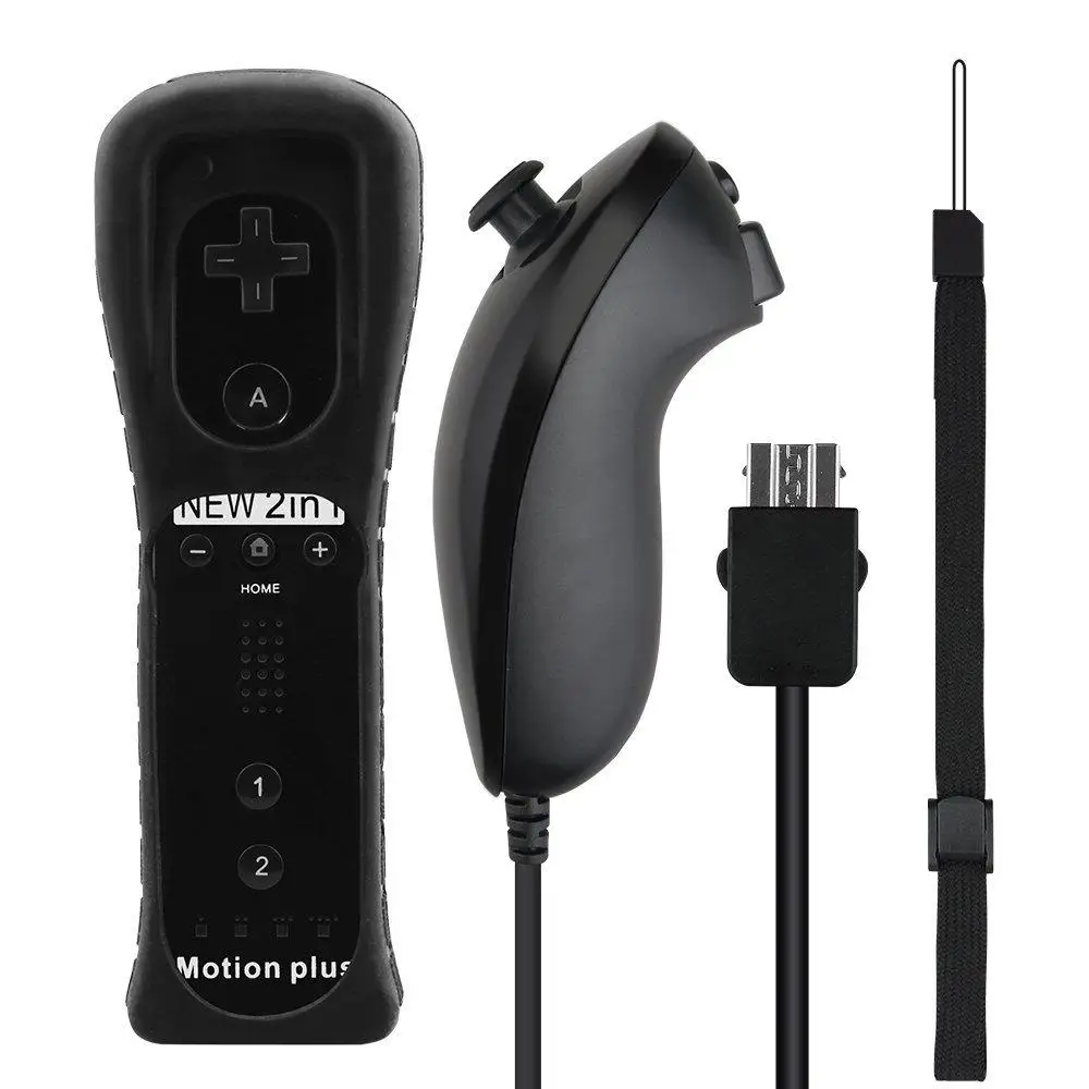 

For Nintend W ii 2 in 1 Wireless Remote Controllers Built-in Motion Plus Nunchuck Gamepad Joystick Video Game Accessories