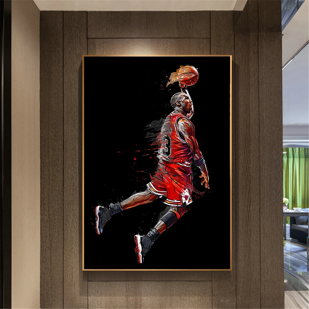 

Abstract Art Painting Michael Jordan Poster Fly Dunk Basketball Wall Pictures for Living Room Decoration Bedroom Sport Canvas
