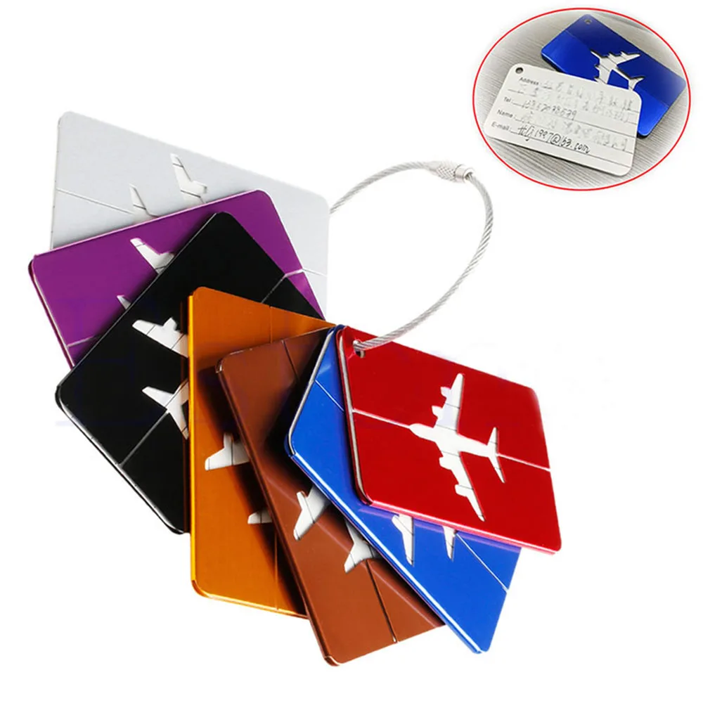 

Random Color Mini Fashion Useful Aluminium Travel Suitcase Baggage Identity Tag Name Address ID Rectangle Lable