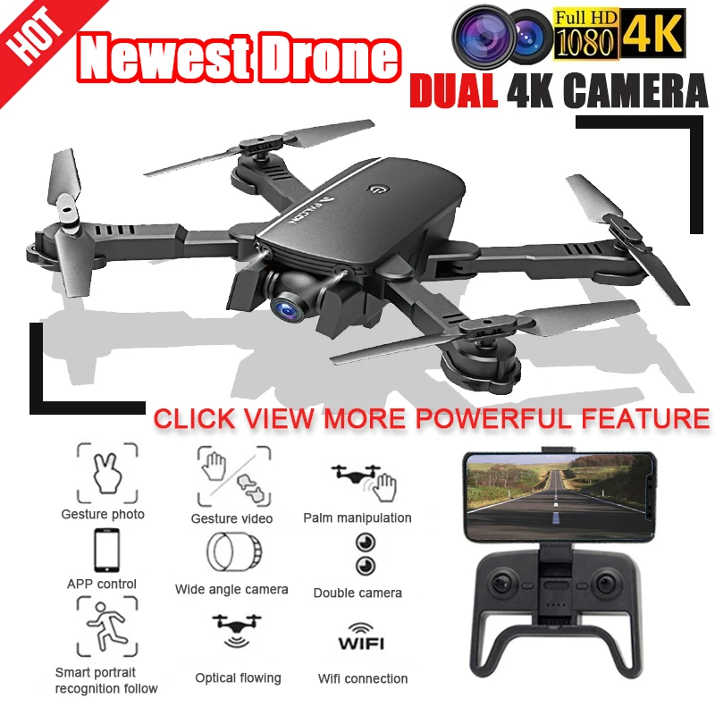 1808 Wifi RC Drone with 1080P 4K HD Wide Angle Dual Camera Foldable RC Drone Quadrocopter FPV Optical Flow Following Drone